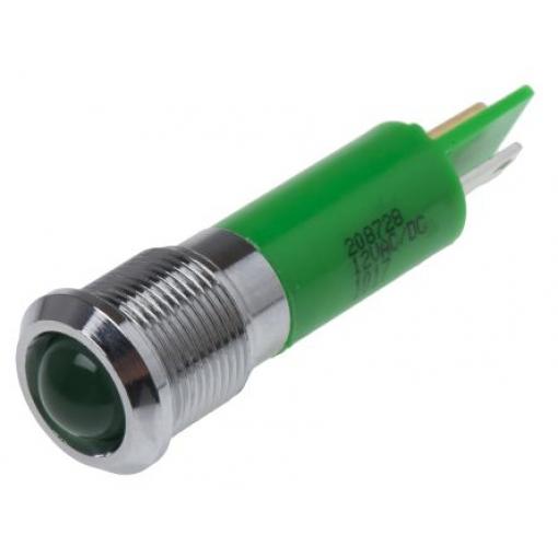 Indikátor pro montáž do panelu Prominentní barva Zelená Pájecí plíšek, 12 V ac/dc RS PRO, IP67