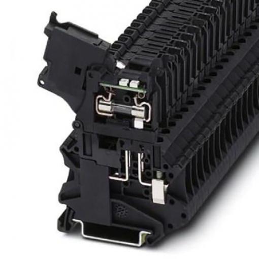 Phoenix Contact Svorkovnice na lištu DIN s pojistkou 3036826, řada: UT 4 - HESILED, 24 V Černá 4 mm² 1 Šroubová Jištěný