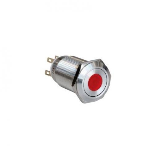 Bulgin Tlačítkový spínač, řada: MPI005 IP65 SPST Panel Blokování Osvětlené 19 mm 1 A, barva LED: Červená 24 V dc