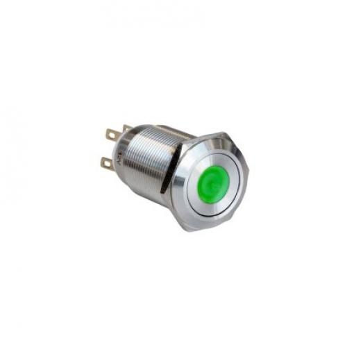 Bulgin Tlačítkový spínač, řada: MPI005 IP65 SPST Panel Blokování Osvětlené 19 mm 1 A, barva LED: Zelená 24 V dc