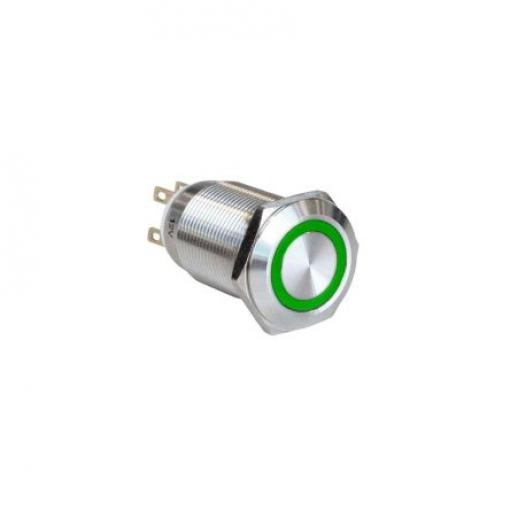 Bulgin Tlačítkový spínač, řada: MPI005 IP65 SPST Panel Blokování Osvětlené 19 mm 1 A, barva LED: Zelená 24 V dc