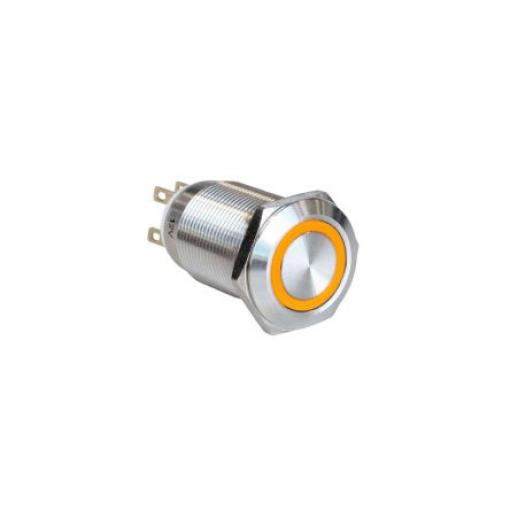 Bulgin Tlačítkový spínač, řada: MPI005 IP65 SPST Panel Blokování Osvětlené 19 mm 1 A, barva LED: Žlutá 24 V dc