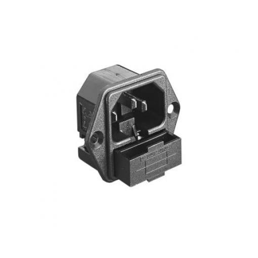 Bulgin Konektor IEC C14, orientace těla: Rovný, Zacvakávací montáž velikost pojistky 5 x 20 mm Vnější, 250 V 10A