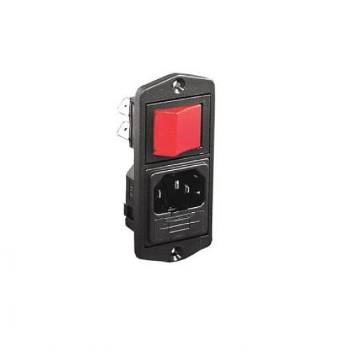 Konektor IEC C14, Samice, samec, orientace těla: Pravý úhel, Montáž na panel velikost pojistky 5 X 20mm, 10A, 250 V