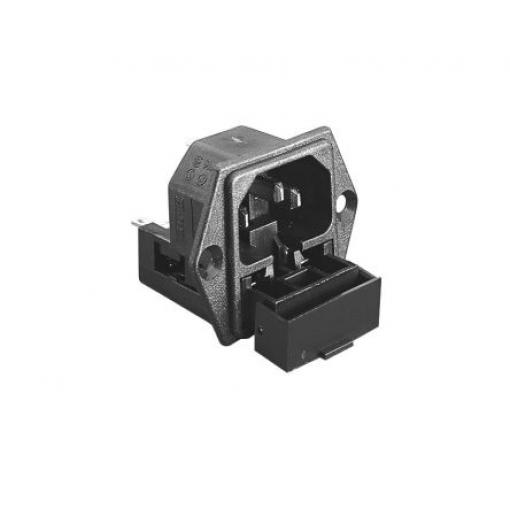 Konektor IEC, Samec, orientace těla: přímý, Nasazovací velikost pojistky 5 x 20mm, 10A, 250 V