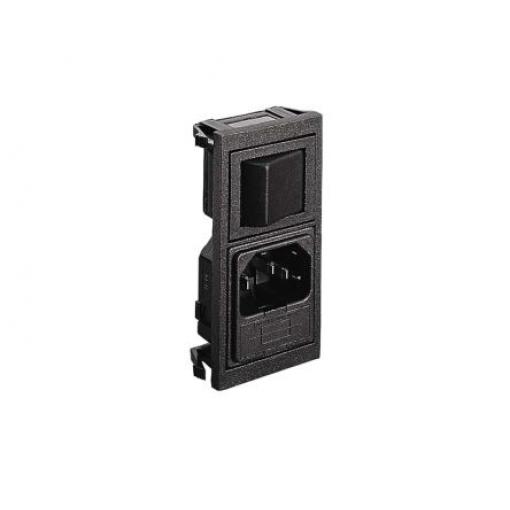 Konektor IEC, Samec, orientace těla: Pravý úhel, Nasazovací velikost pojistky 5 x 20mm, 10A, 250 V