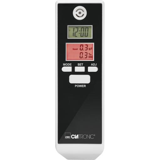 Clatronic AT 3605 alkohol tester bílá, černá 0.0 do 1.9 ‰ vč. displeje, různé jednotky, hodiny, zobrazení teploty, funkce odpočítávání