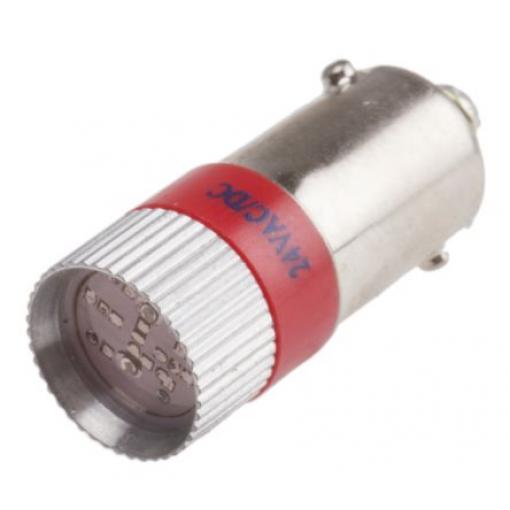 RS PRO Kontrolka barva světla Červená, objímka žárovky: BA9 vícečipový, průměr: 10 mm, 24 V ac/dc