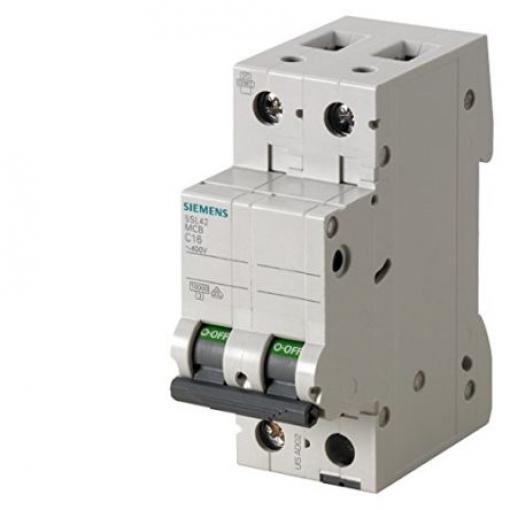 Siemens Miniaturní jistič, rozsah: 5SL4 2pólový 10 A vypínací výkon 10 kA, charakteristika: Typ C, rozsah: SENTRON 400 V