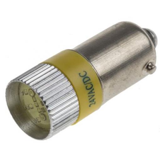 RS PRO Kontrolka barva světla Žlutá, objímka žárovky: BA9 vícečipový, průměr: 10 mm, 24 V ac/dc