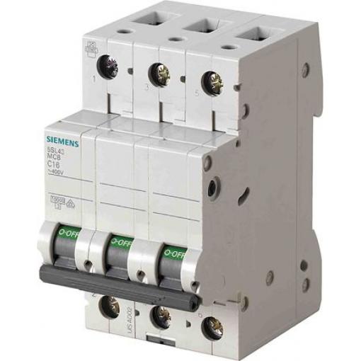 Siemens Miniaturní jistič, rozsah: 5SL4 3pólový 13 A vypínací výkon 10 kA, charakteristika: Typ D, rozsah: SENTRON 400 V