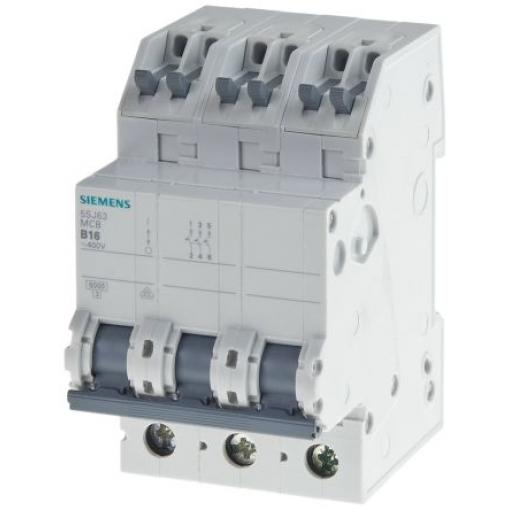 Siemens Miniaturní jistič, rozsah: 5SJ6 3pólový 20 A vypínací výkon 6 kA, charakteristika: Typ C, rozsah: SENTRON 400 V