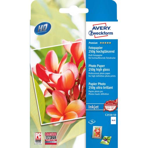 Avery-Zweckform Premium Photo Paper Inkjet C2550-50 fotografický papír 10 x 15 cm 250 g/m² 50 listů vysoce lesklý