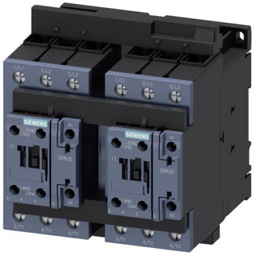 Siemens 2 NO Reverzační stykač napětí ve vinutí 230V ac 3pólový 37 A 690V 65 kW s 3 NO kontakty 230V ac Řízení motoru,