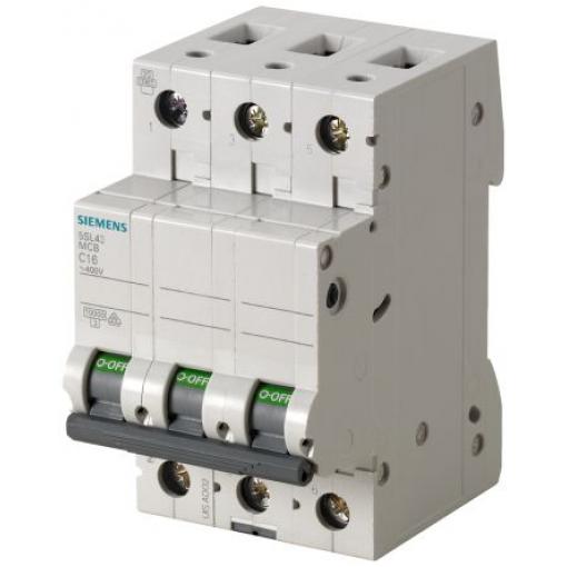 Siemens Miniaturní jistič, rozsah: 5SL4 3pólový 20 A vypínací výkon 10 kA, charakteristika: Typ B, rozsah: SENTRON 400 V