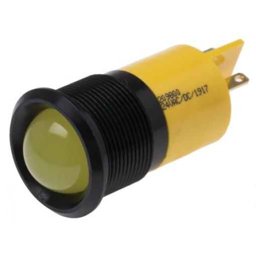 Indikátor pro montáž do panelu Prominentní barva Žlutá Pájecí plíšek, 24 V ac RS PRO, IP67