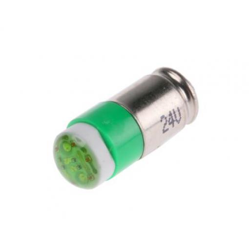 Žárovka indikátoru barva světla Zelená, objímka žárovky: Miniaturní drážka vícečipový, průměr: 6mm, 24V dc