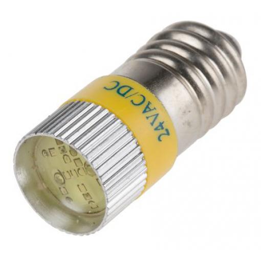 RS PRO Kontrolka barva světla Žlutá, objímka žárovky: E10 vícečipový, průměr: 10 mm, 24 V dc