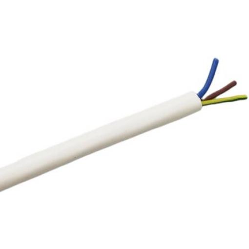 RS PRO Napájecí kabel 3žilový 25 m Silikonová pryž plášť, Bílá, vnější průměr: 9.2 mm OD, 450V 200 °C