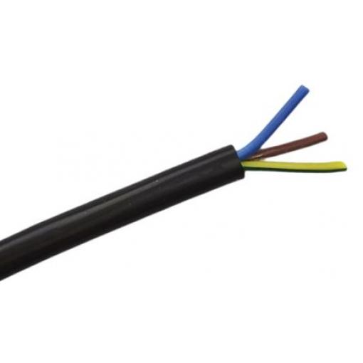 RS PRO Napájecí kabel 3žilový 25 m Silikonová pryž plášť, Černá, vnější průměr: 9.2 mm OD, 450 V 200 °C