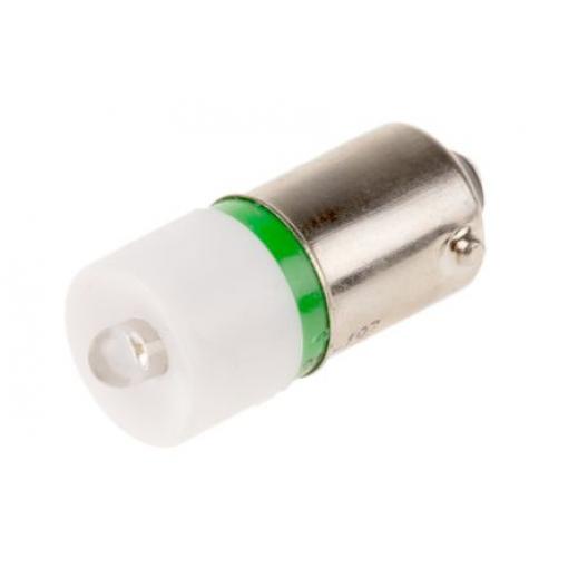 RS PRO Kontrolka barva světla Zelená, objímka žárovky: BA9 Jednočipové, průměr: 10 mm, 60 V ac/dc