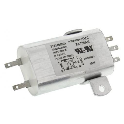 Filtr RFI, řada: RX730, 1 μF, 250V ac, 60 Hz, Montáž na rám 6 x 2 mH, Jazýček, 1 A, počet fází: 1, 0.24 mA, Roxburgh
