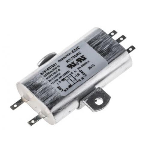 Filtr RFI, řada: RX730, 1 μF, 250V ac, 60 Hz, Montáž na rám 1 x 2 mH, Jazýček, 4 A, počet fází: 1, 0.24 mA, Roxburgh