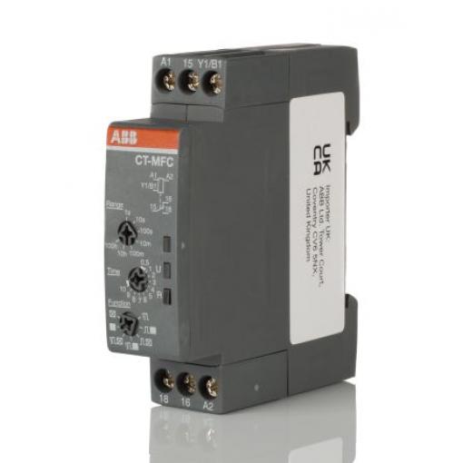 ABB Časovací relé, řada: CT-C Lišta DIN SPDT 1kontaktové 24 to 240 V dc 24/240 V ac Multifunkční funkce Šroub 0.05 s to