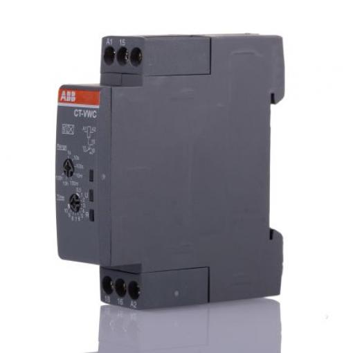 ABB Časovací relé, řada: CT-C Lišta DIN SPDT 24 to 48 V dc 24/240 V ac 1 funkce Šroub 0.05 s to 100 h