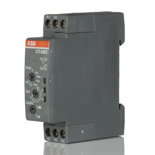 ABB Časovací relé, řada: CT-C Lišta DIN SPDT 1kontaktové 110 to 130 V ac 110/130 V ac 1 funkce Šroub 0.1 to 10 s