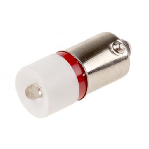 RS PRO Kontrolka barva světla Červená, objímka žárovky: BA9 Jednočipové, průměr: 10 mm, 48 V ac/dc