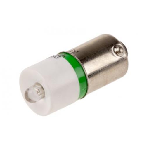 RS PRO Kontrolka barva světla Zelená, objímka žárovky: BA9 Jednočipové, průměr: 10 mm, 48 V ac/dc