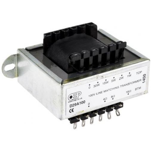 OEP Audio transformátor, 16Ω, 4 Ω, 2 kV ac, Montáž na rám