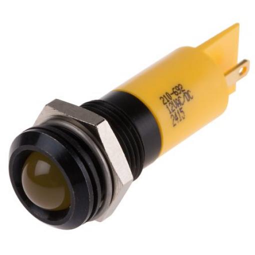 Indikátor pro montáž do panelu Prominentní barva Žlutá, 12 V RS PRO, IP67