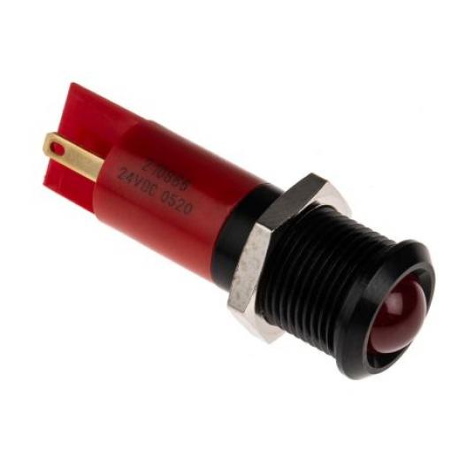 Indikátor pro montáž do panelu, řada: Q14P Červená Pájecí plíšek RS PRO 24V dc 14 mm
