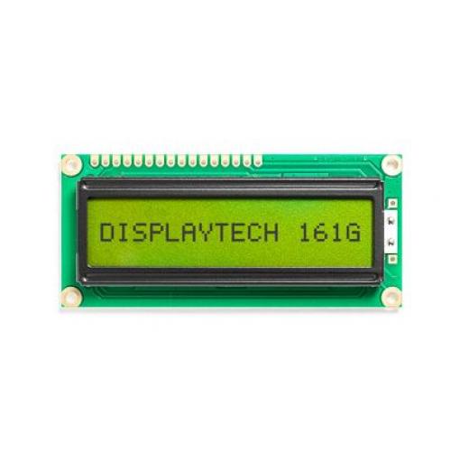 Monochromatický LCD displej, řada: 161 g Alfanumerické podsvícení LED Zelená, Žlutá 8bitový Displaytech Žlutá, Zelená 1