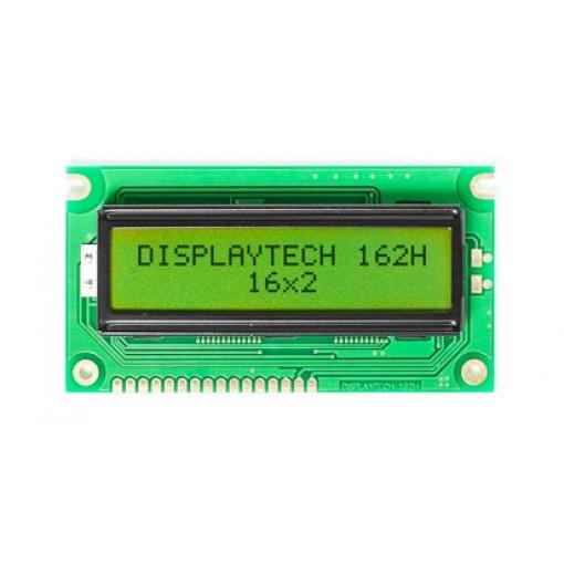 Monochromatický LCD displej, řada: 162H Alfanumerické podsvícení LED Zelená, Žlutá Displaytech Zelená 2 x 16