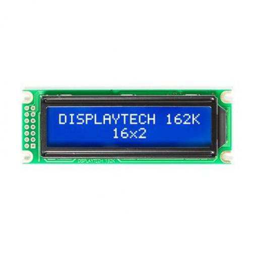 Monochromatický LCD displej, řada: 162K Alfanumerické podsvícení LED Bílá Displaytech Modrá 2 x 16