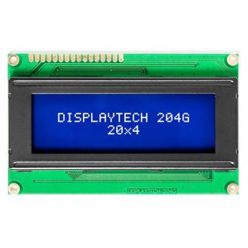 Monochromatický LCD displej, řada: 204 g Alfanumerické podsvícení LED Žlutá, Zelená 8bitový, 4 bitů Displaytech Modrá 2