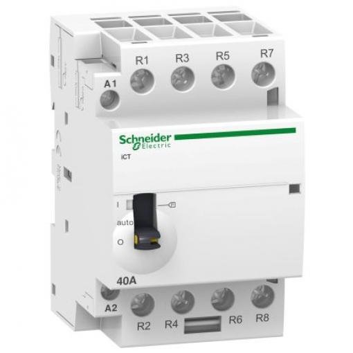 Schneider Electric 4 NO Stykač napětí ve vinutí 24V ac 4pólový 63 A 400V 2.1 W s 4 NO kontakty Reverzační, rozsah: Acti9