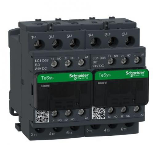 Schneider Electric 1 NO, 1 NC Stykač napětí ve vinutí 24V dc 3pólový 38 A 440V 18.5 kW s 1 NO/1 NC kontakty 24V dc