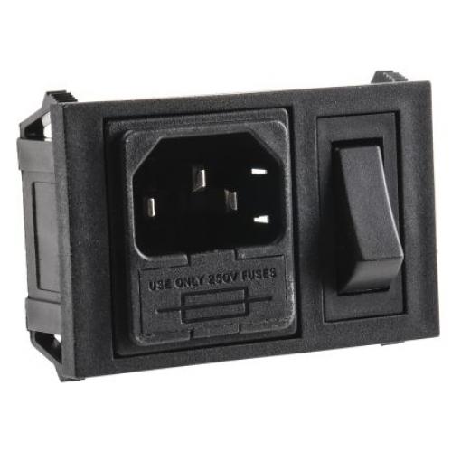 Bulgin Konektor IEC C14, orientace těla: Horizontální, Zacvakávací montáž velikost pojistky 5 x 20 mm Vnitřní, 250 V 10A