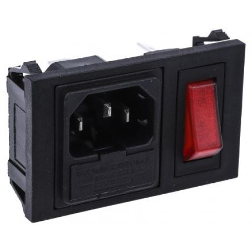 Bulgin Konektor IEC C14, orientace těla: Horizontální, Zacvakávací montáž velikost pojistky 5 x 20 mm Vnitřní, 250 V 10A