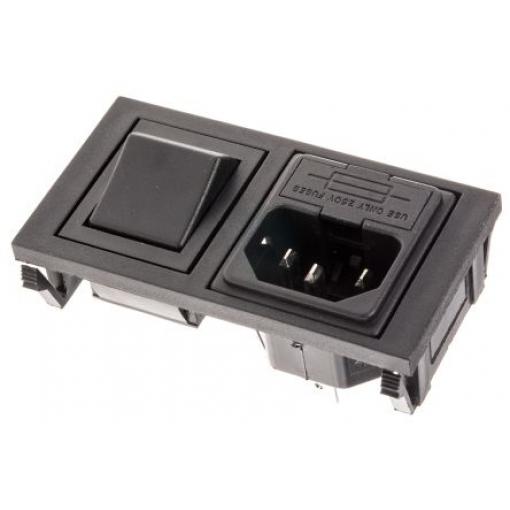 Bulgin Konektor IEC C14, orientace těla: Horizontální, Zacvakávací montáž velikost pojistky 5 x 20 mm Vnitřní, 250 V 10A