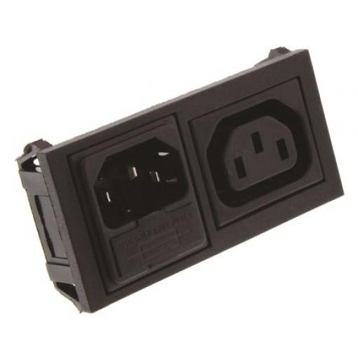 Bulgin Konektor IEC C13, C14, orientace těla: Horizontální, Zacvakávací montáž velikost pojistky 5 x 20 mm Vnitřní, 250