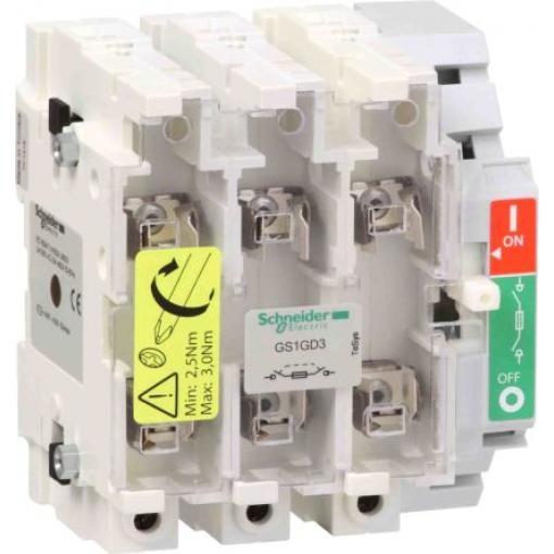 Schneider Electric Pojistka odpojovač spínače, řada: GS1G 3pólový Zapouzdřený 63 A 63 A velikost pojistky DIN 000