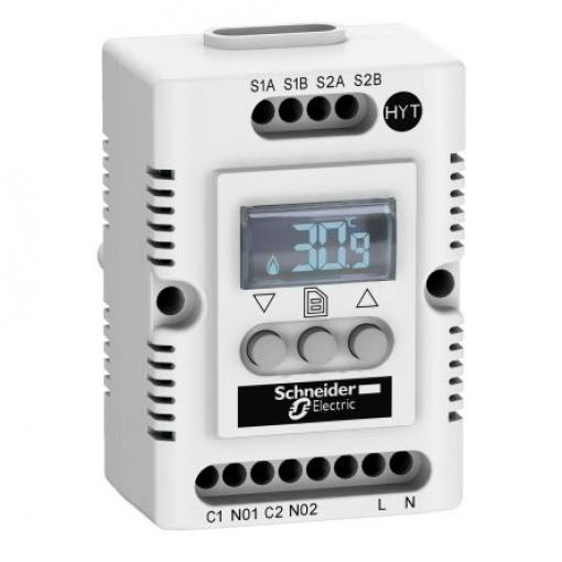 Schneider Electric Hygrostat, řada: ClimaSys Nastavitelné 140V Lišta DIN
