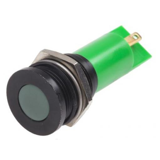 Indikátor pro montáž do panelu Zapuštěné barva Zelená Pájecí plíšek, 12 V ac/dc RS PRO