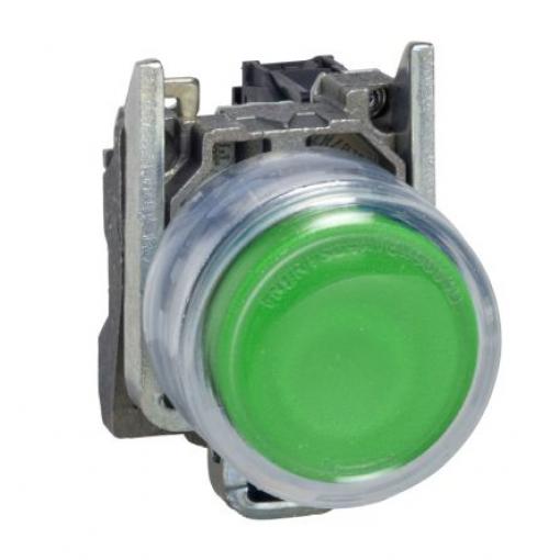 Schneider Electric Tlačítkový spínač, řada: XB4 IP66, IP67 SPST Průchozí otvor 22 mm Zelená