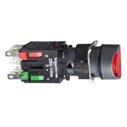 Schneider Electric Tlačítkový spínač, řada: Harmony IP65 SPST Osvětlené 16 mm Červená